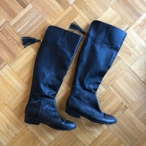 Black Knee High Leather Boots